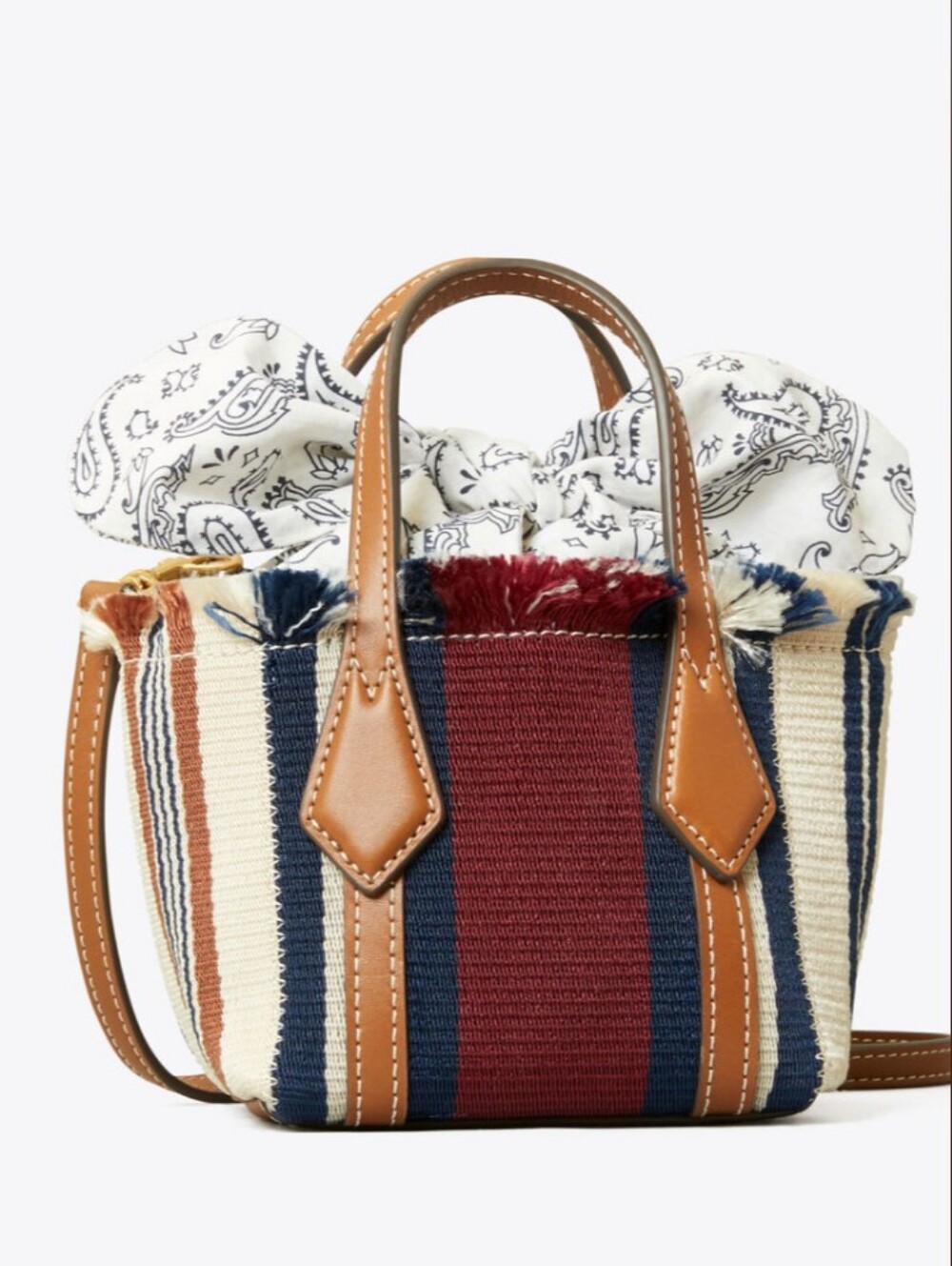 Tory Burch-Perry Webbing Nano Tote Bag (Striped/Multi)❤️🤎💙